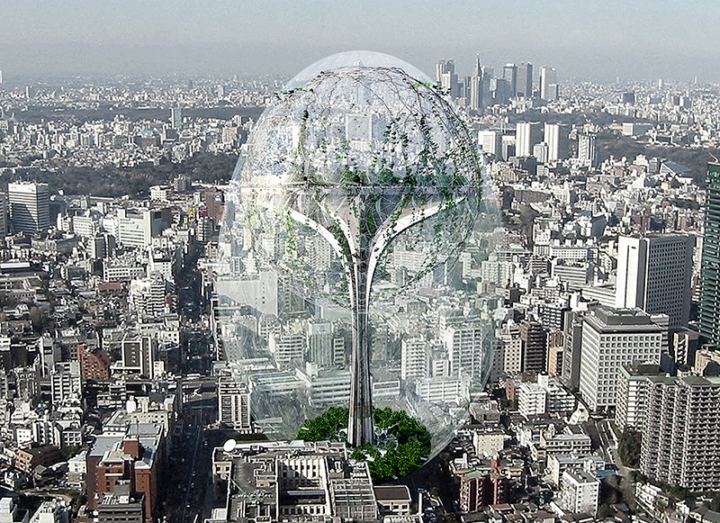 Climatology Tower یک برج با سیستم آب و هوایی مخصوص خود در یک شهر آلوده. طراحی شده توسط یک تیم ژاپنی