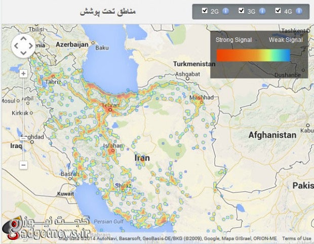 نقشه مناطق تحت پوشش شبکه ۳G و ۴G ایرانسل و همراه اول 