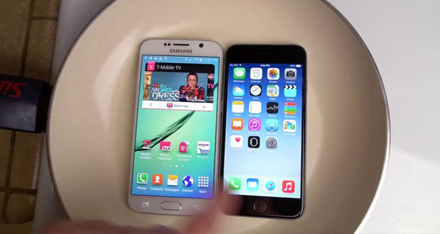Galaxy S6 vs iPhone 6 hot water test