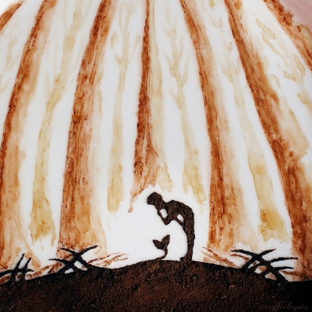 coffee painting leaf grounds ghidaq al nizar coffeetopia 4 620x620 خلق شاهکارهایی زیبا با قهوه