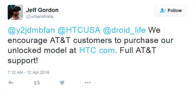 AT&T قصد فروش HTC 10 را ندارد