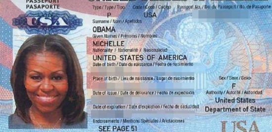 عکس گذرنامه میشل اوباما