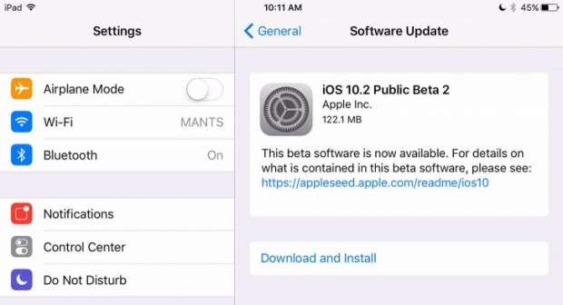 آپدیت iOS 10.2 Beta